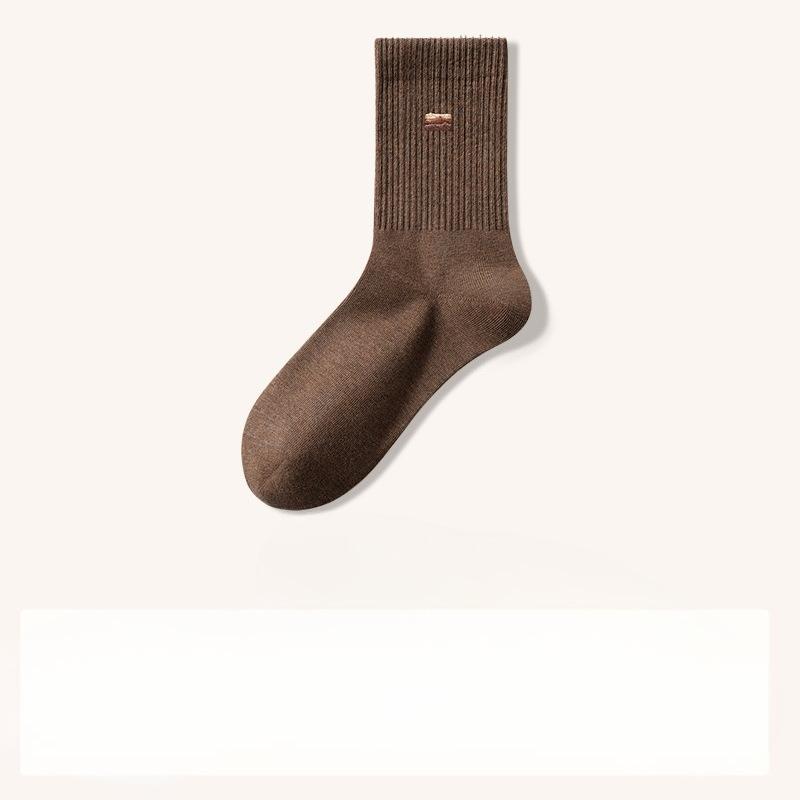 Men's Cotton Socks, Pure Cotton Mid-calf Socks, All-cotton Sweat-absorbing and Odor-proof Boneless Socks for Autumn and Winter