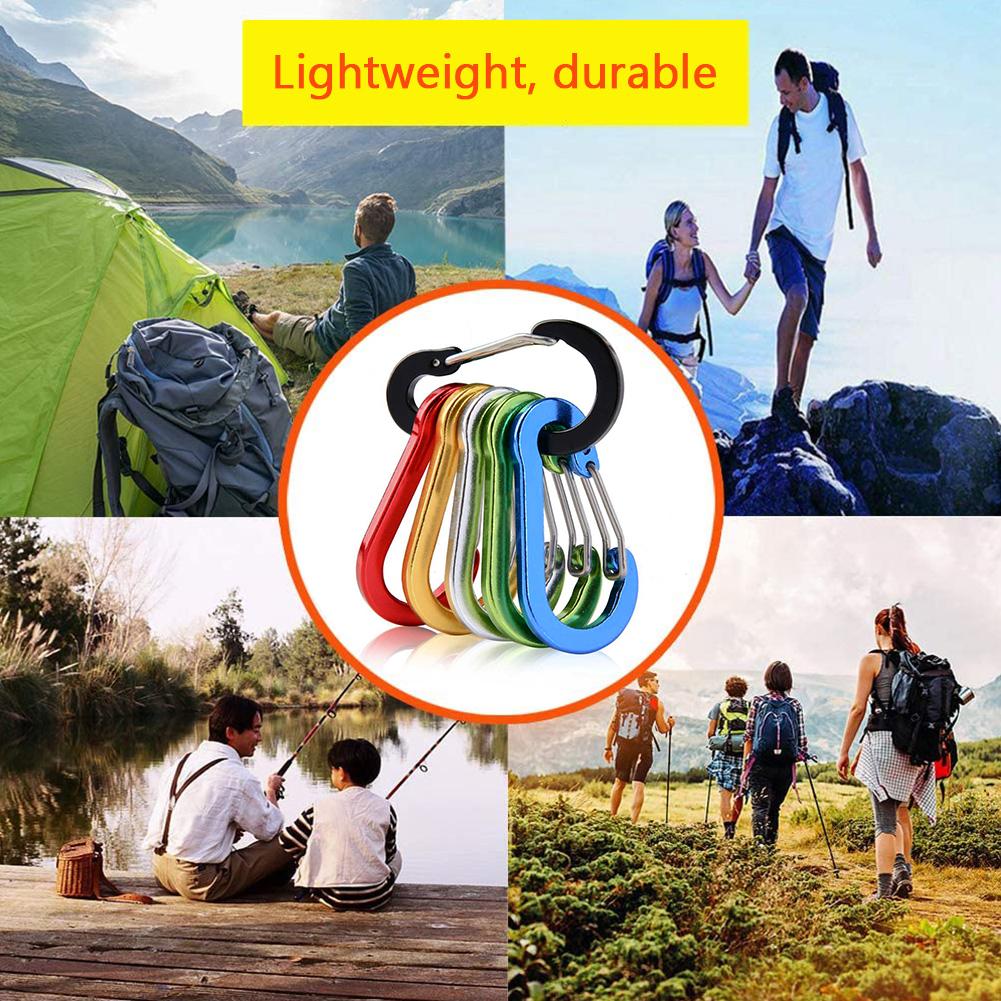 6Pcs Camping Mountaineering Buckle D Shape Mini Carabiner Buckle Hook Multifunctional Fishing Climbing Acessories
