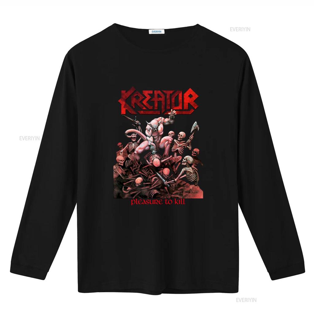 Kreator Pleasure To Kill Death Metal Print Short Long Sleeve Black T Shirt for Sizes 345Xl Vintage Washed Graphic