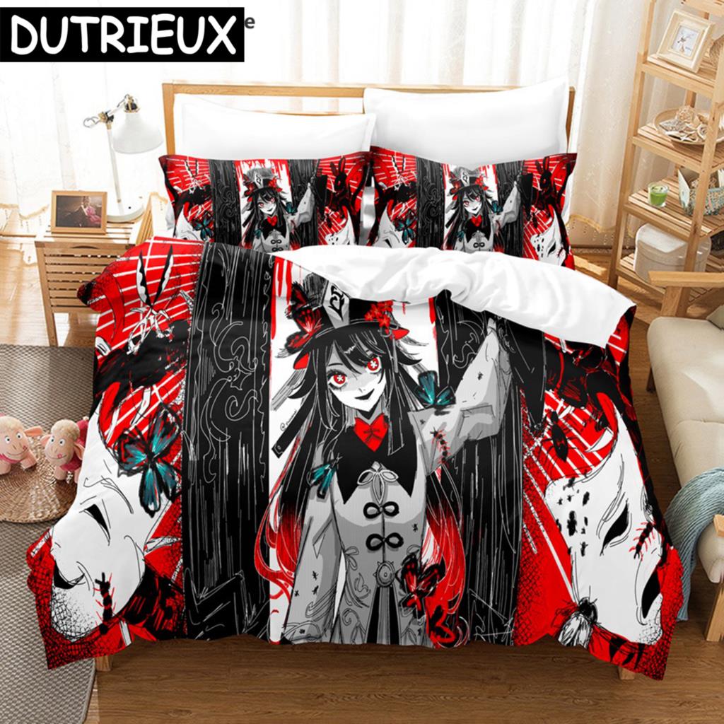 Hu Tao Genshin Impact Game 3D Duvet Cover Bedding Set Comforter Linen Pillowcases Home Decor Single Double Twin King Queen