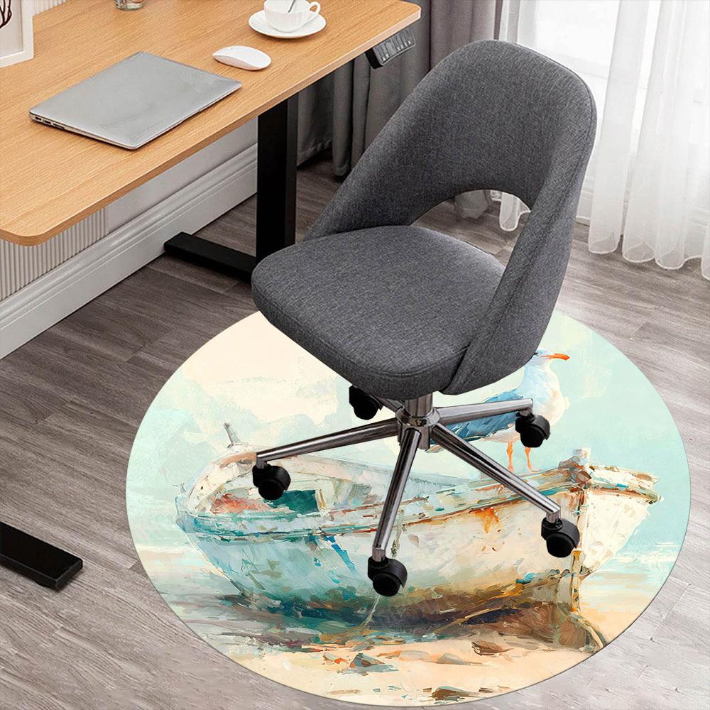 1PC boat seagull Office Round Area Rug, Under Office Chairs Bedroom Living Room Home Decor, Carpet for Office -1110139
