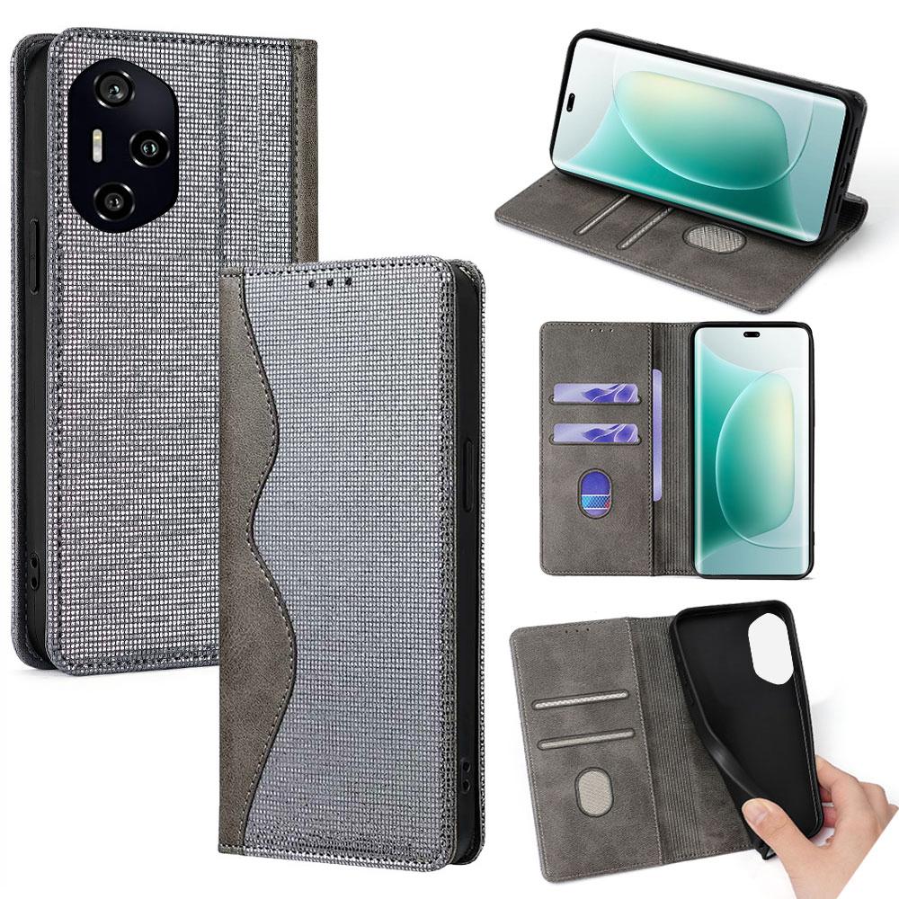 

Для Honor 300 Pro Кожаный чехол-кошелек с подставкой и RFID-блокировкой Grey