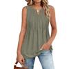 Women's Fashionable  V-neck Loose Casual Pleated Sleeveless Vest Top