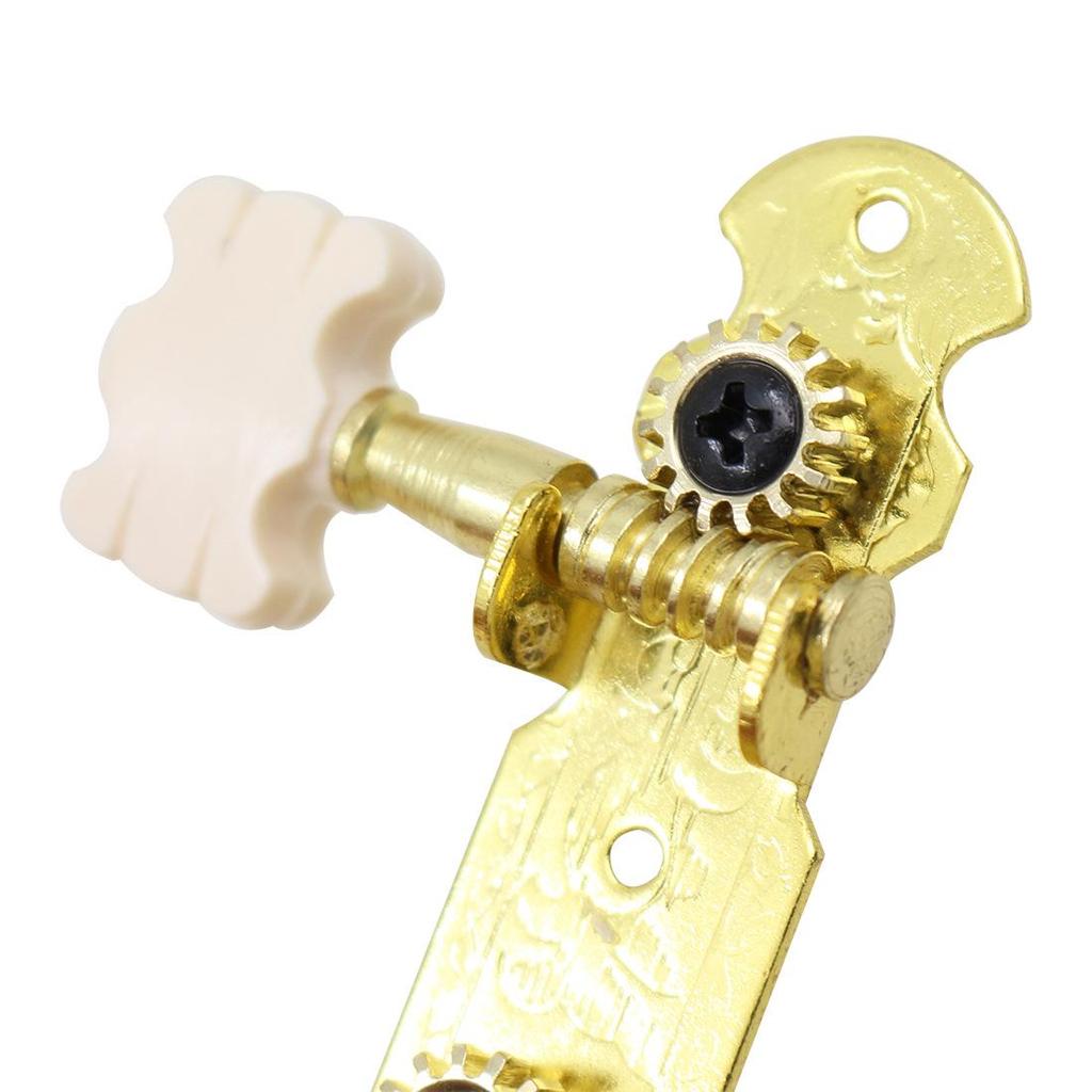 Three-in-Line Classical Guitar Tuners with Flower Pattern Knobs and Wooden String Posts