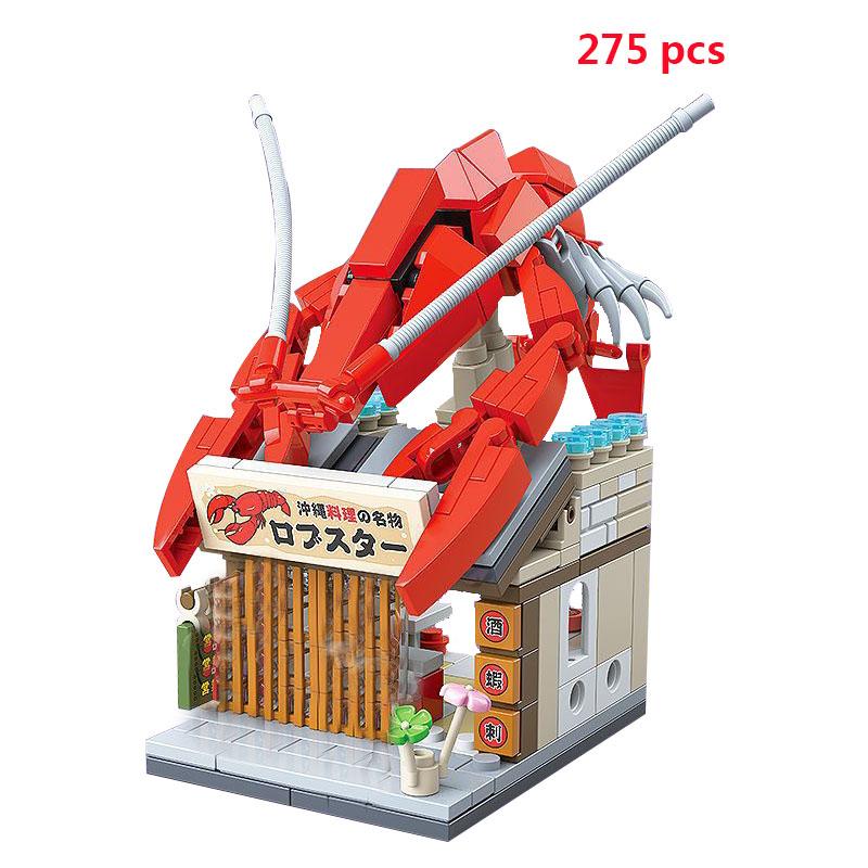 For Retail Store Architecture City Miniature Street VieBuilding Blocks House Food Shop Cafe Dinr Restaurant Model Toys
