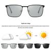 Men's Photochromic Polarized Metal Square Sunglasses for Driving and Cycling