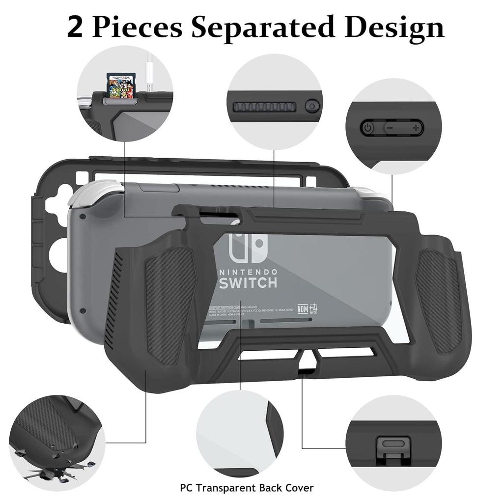 Protective Case, Full Protection Cover, TPU Shock-Absorption and Anti-Scratch for Switch Lite Skin with Bult-in Screen Protector & Thumb Grip Caps