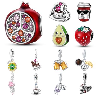 925 Silver Strawberry Fruit Vegetable Food Series Charms Beads Fit Original Bracelets S925 DIY Jewelry Gift Accessory