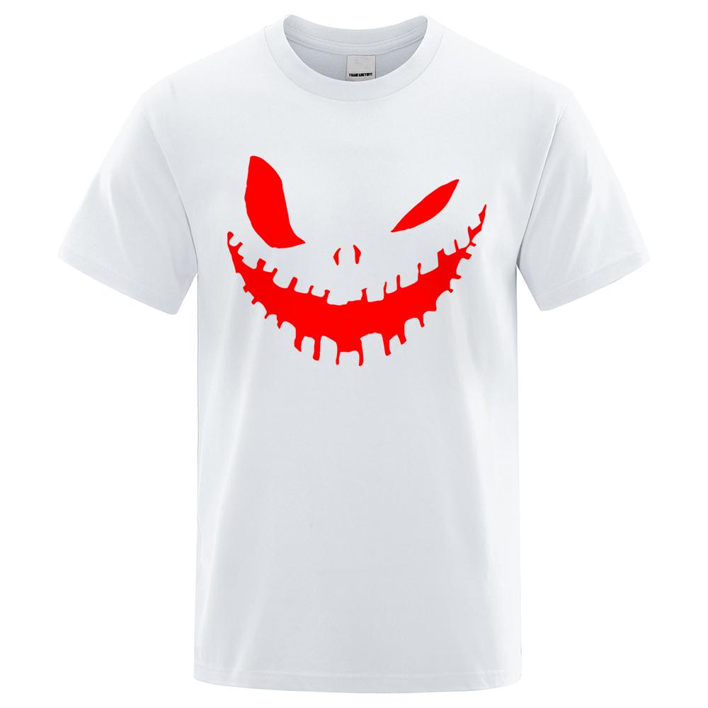 Terrifying Cartoon Demon Smile Print Clothing Men Women High Quality T-Shirt Summer Cotton T-Shirts Oversized Loose Tops Couple