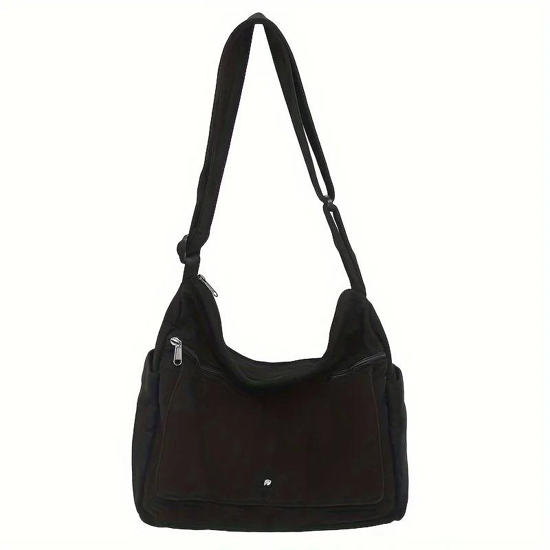 4-Color Large Capacity Canvas Crossbody Hobo Bag - Durable, Adjustable, Trendy Sling