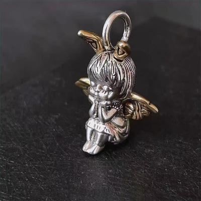 1pcs Cute Cupid Angel Pendant, Vintage Heavy Industry DIY Necklace, Women's Clavicle Chain Accessories