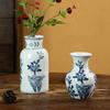 Vintage Blue and White Porcelain Ceramic Vase Ornament Desktop Hydroponic Flower Ware,home Living Room Foyer Ceramic Decorations