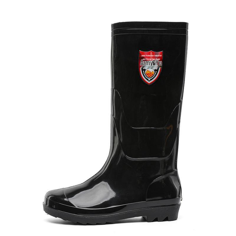 Men's Mid-High Waterproof Rain Boots - Non-Slip Rubber Shoes for Outdoor, Kitchen, or Construction Use