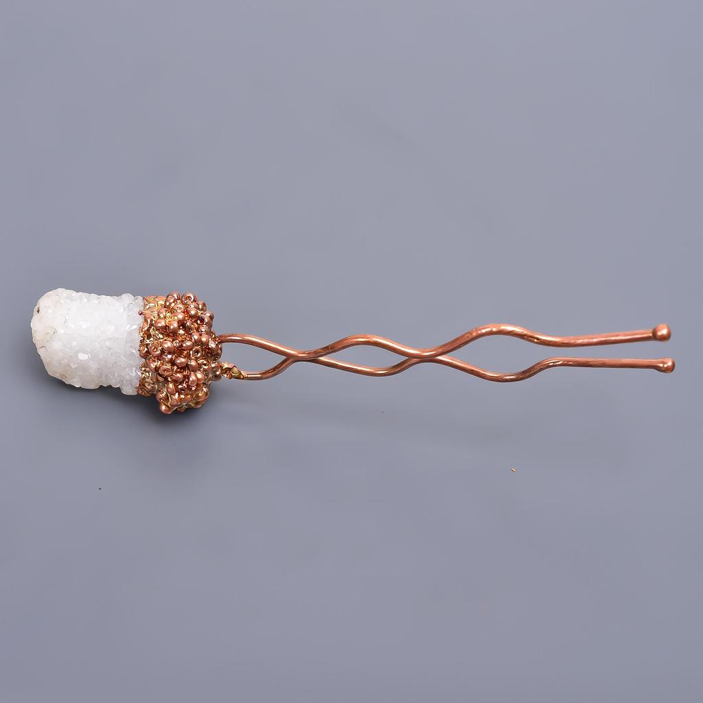 Natural Crystal Rough Gold Filled Hairpin Jewelry Bun Stick 3.7" /Electroplated Gold Filled Hair Pin Black Friday Gift For Mother