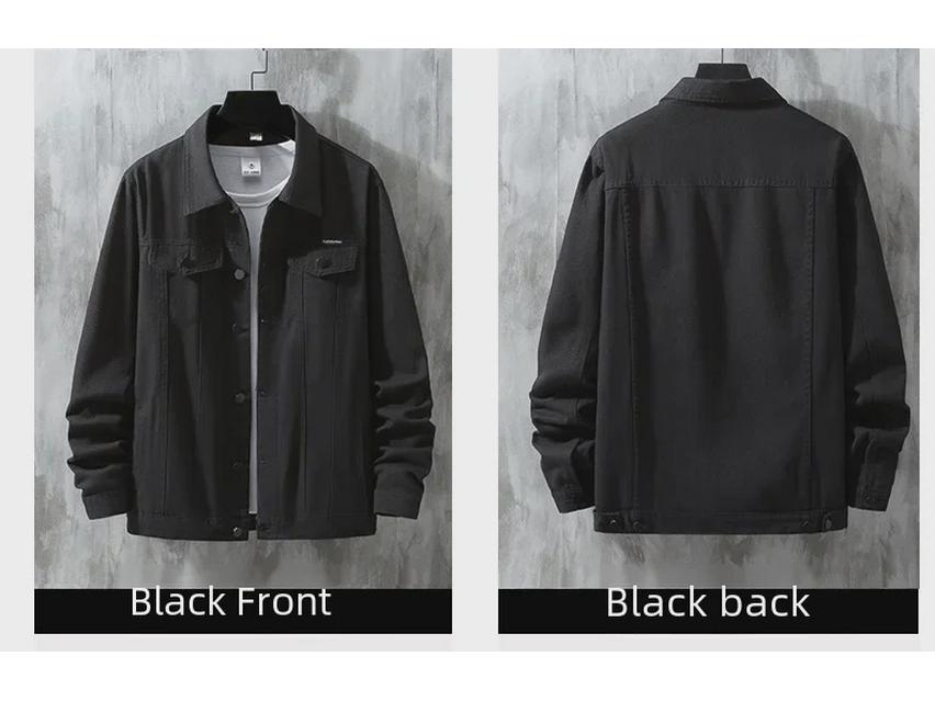 Men's Casual Denim Jacket - White & Black, 2022 Spring/Autumn Collection, Solid Color, Trendy All-Match Design