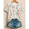 Plus Size Women's Striped V-Neck Short Sleeve T-Shirt Mid-Length Korean Style Summer Fashion