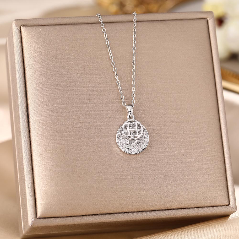 Women's Silver Titanium Steel Necklace with Micro-Inlaid Zircon - Elegant, Durable Clavicle Chain Jewelry
