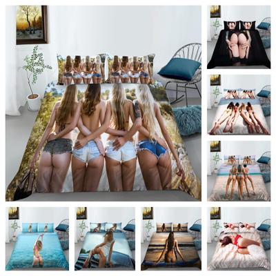 3D Sexy Women  Bedding Sets Comforter Duvet Cover Children Gift Quilt Cover Pillowcase Polyester Bedspreads Single Double