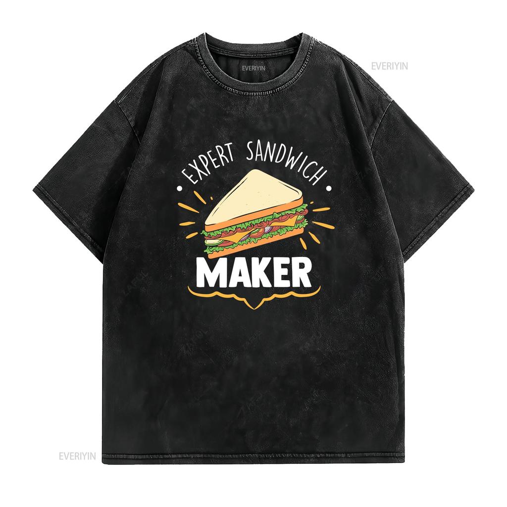 Expert Sandwich Maker Funny Making Enthusiast T Shirt vintage Washed Soft fashion Versatile Casual graphic Slightly Unisex