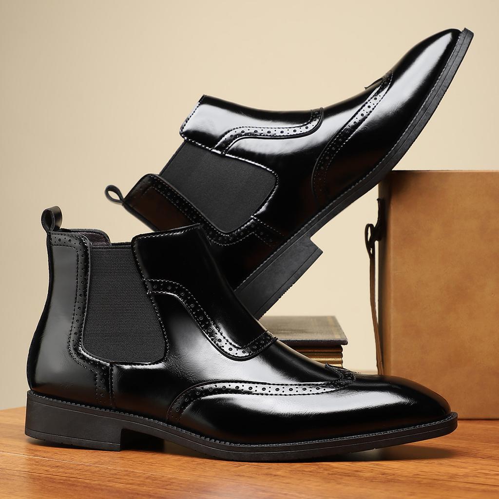 Stivali da uomo in pelle casual da lavoro  nuove scarpe in pelle a mezza gamba  stivaletti da uomo stile britannico retrò