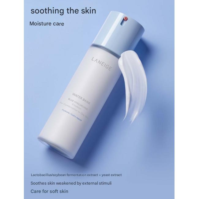 LANEIGE Water Bank Blue Hyaluronic Essence Toner & Emulsion with random sample(3EA) SET for Combination to Oily skin