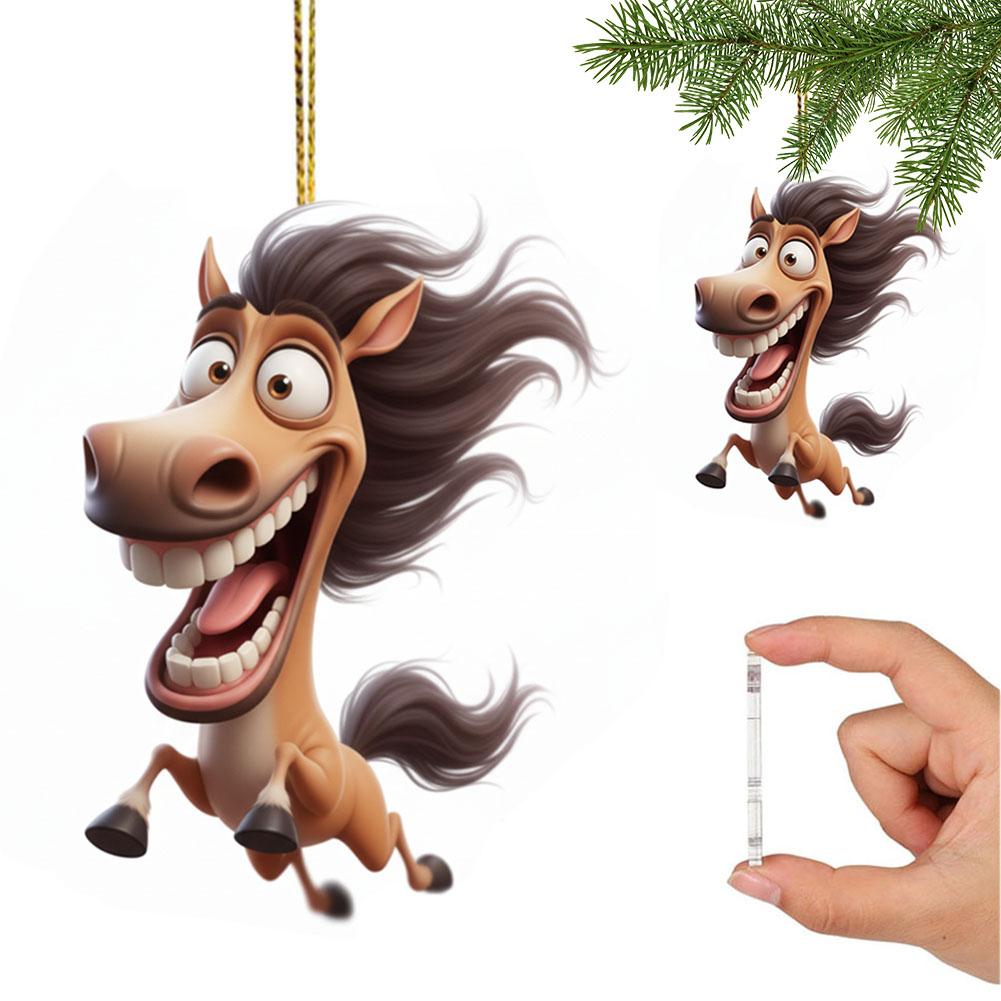 

2D Brown Cartoon Horse Acrylic Pendant 8cm Vibrant Keychain for Backpack Purse Car Decor Crisp Printing Lightweight Gift