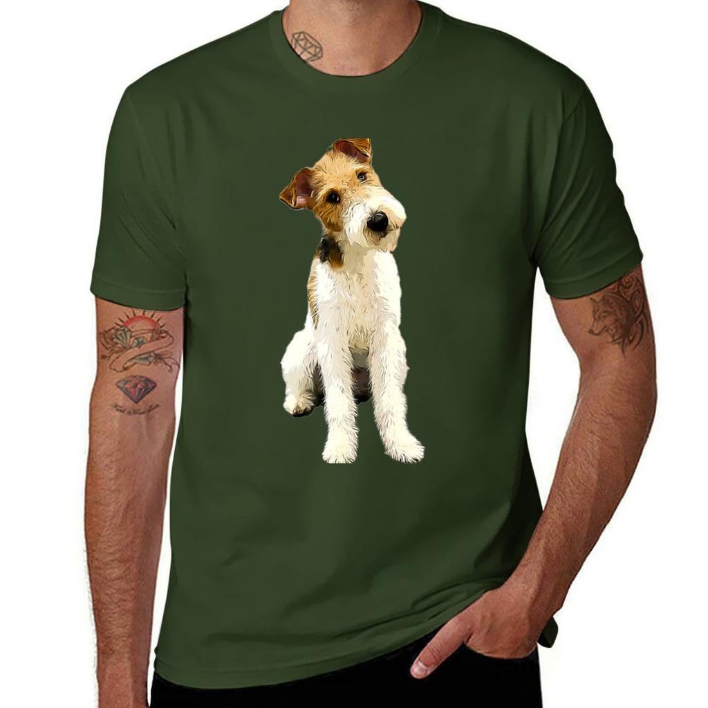 Wire Fox Terrier Head Tilt T-Shirt tops boys animal print mens big and tall t shirts