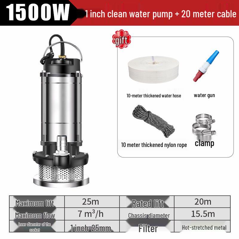 220V Hochleistungs-Tauchpumpe für Haushalt und landwirtschaftliche Bewässerung