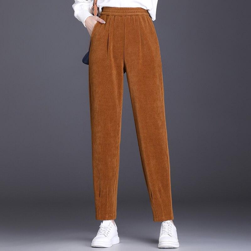 

Осень-зима женские вельветовые теплые брюки леггинсы шаровары с высокой талией брюки женские плюшевые толстые винтажные свободные повседневные брюки XXXXL