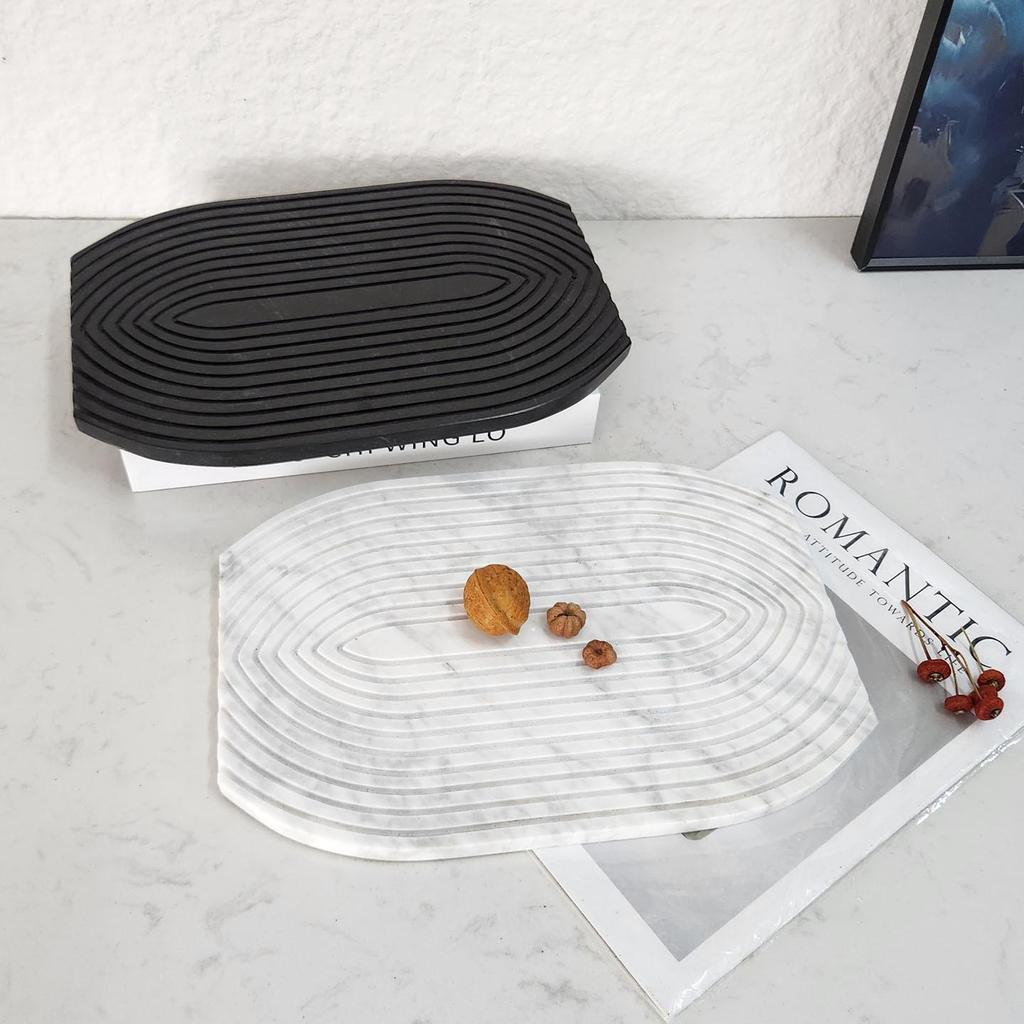 Modern Marble Tray Ornament for Living Room, Bedroom, and Hotel Décor
