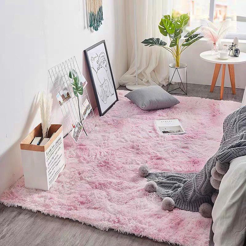 Modern Gradient Tie-Dye Silk Wool Carpet, Dirt-Resistant, Non-Slip, Easy-Care for Large Areas