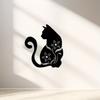 1pc Black Cat Metal Wall Art Floral Accents Home Decor 15.74 Inch for Living Room Bedroom Kitchen Outdoor Cat Decoration