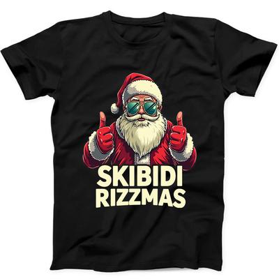 Skibidi Rizzmas Kerst Rizz Kerstman Grappig Cadeau T-shirt Zwart T-shirt 281