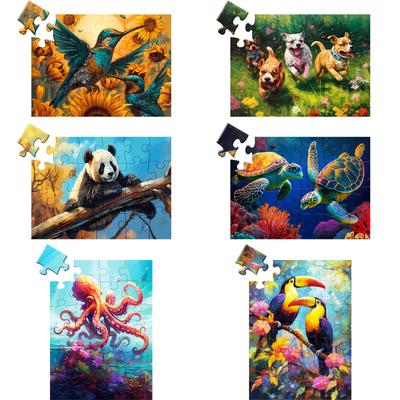 Yaşlılar için 24 Büyük Parça Puzzle, Yaşlılar ve Yetişkinler için Ahşap Demans Puzzlei, Sinekkuşu, Kaplumbağa ve Köpek Yapbozu ile Kolay Puzzle,