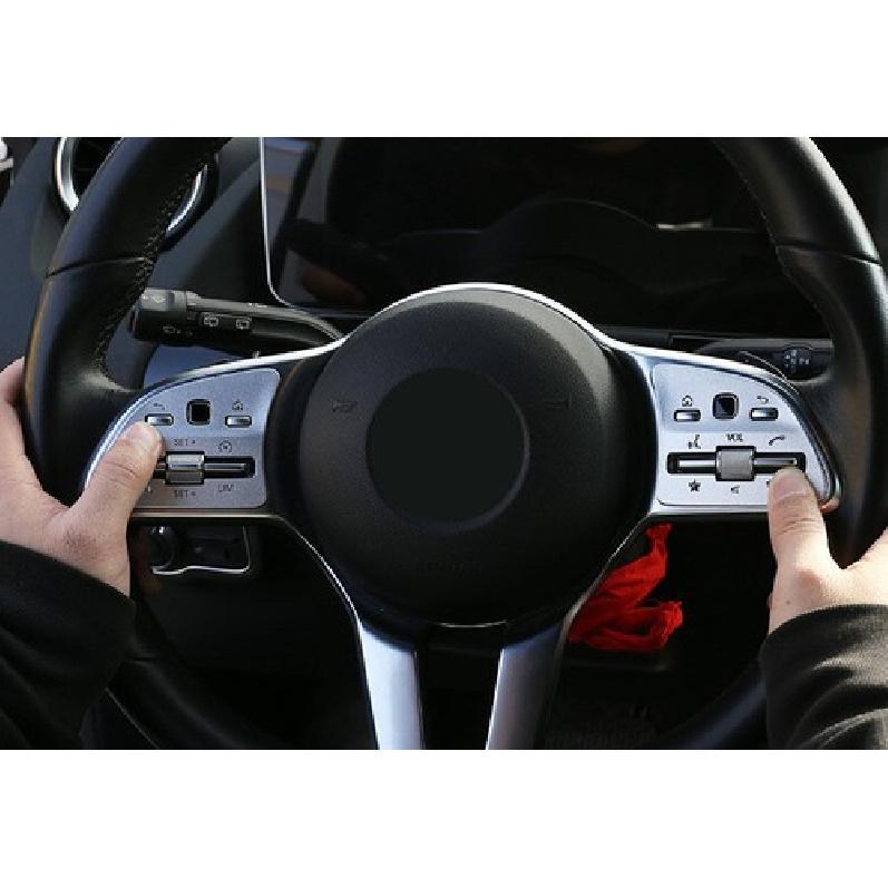 Car Steering Wheel Button Frame Silver Cover Trim For Benz GLA Aluminum -22