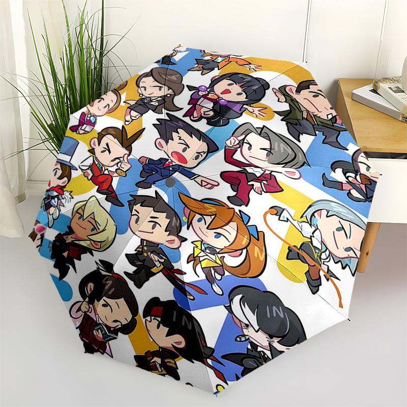 

1pc Chibi Characters Outdoor Umbrella - Automatic Opening/Closing, Portable 3-Fold Design, 8-Bone Iron Frame - Perfect Gift for Fans, Travelers,