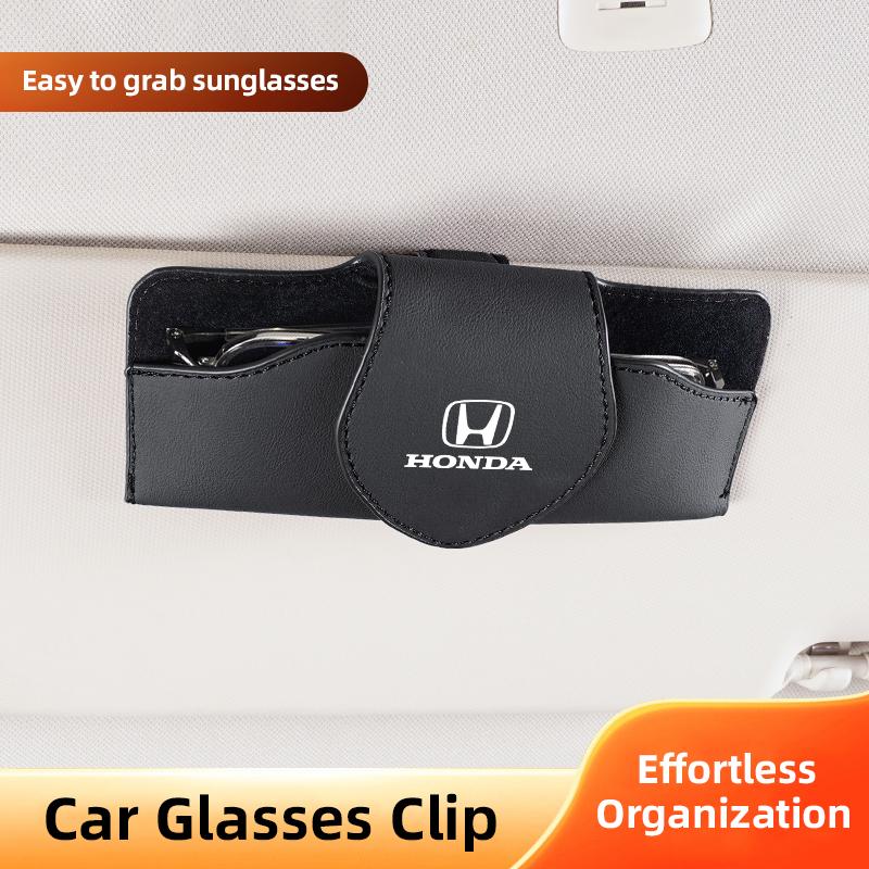 Car Glasses Storage Box Sun Visor Hanging Organizing Bag For Honda Civic Accord Fit Jazz Pilot CRV Odyssey Passport City Keyring