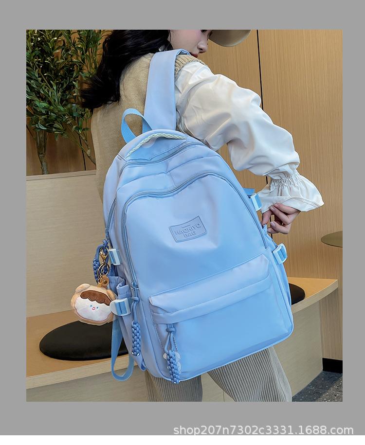 Schoolbag Solid Color Cream Japanese Backpack Ins Girl College Style College Student School Bag Casual Versatile High School Backpack