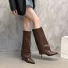 New Western Cowboy Boots Women Fashion Slip-On Long Pipe Boots Female Sexy Thin High Heel Trend Knee High Botas