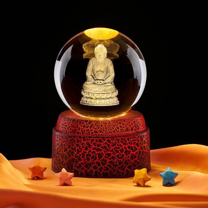 Seated Buddha Romantic Crystal Night Light Gift for Girlfriend