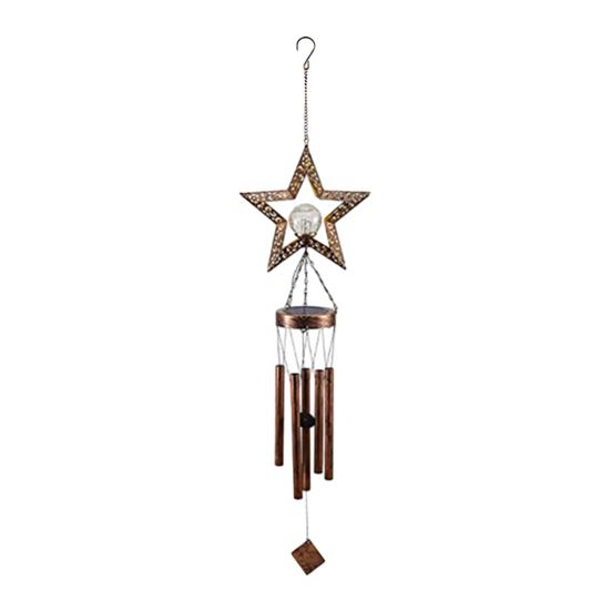 Solar Wind Chime for Outside Metal Waterproof Sun Moon Star Hanging Wind Chime