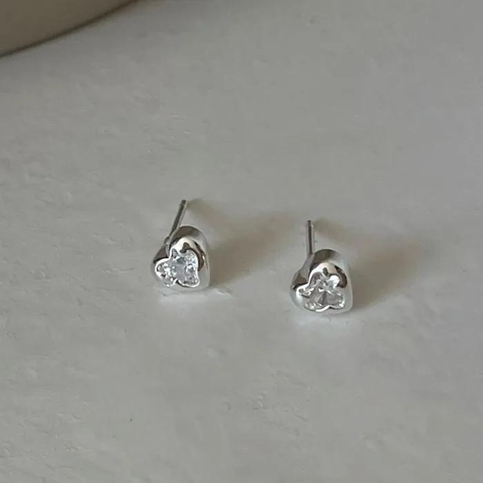 Silver Moire Heart Earrings