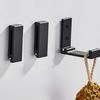 Black Aluminum Alloy Folding Wall-Mounted Coat Hook - Punch-Free, Solid Single Hook