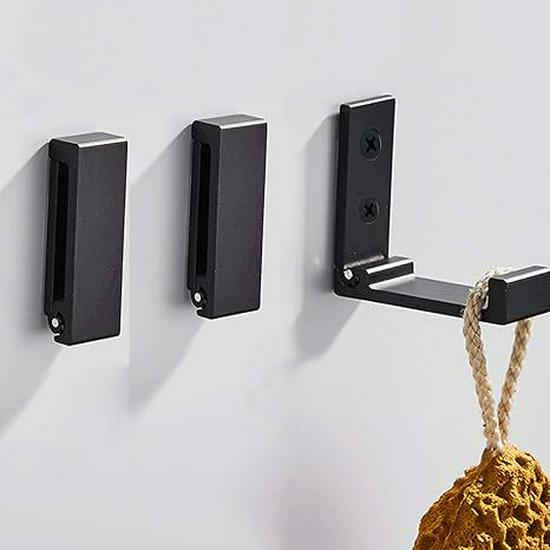 Black Aluminum Alloy Folding Wall-Mounted Coat Hook - Punch-Free, Solid Single Hook