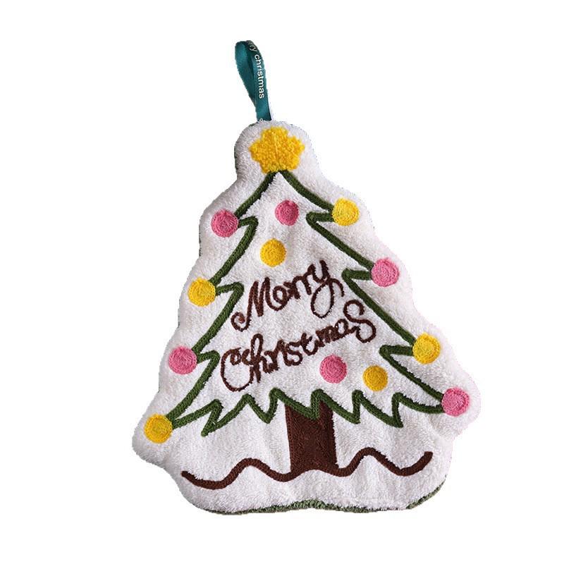 Adorable Coral Fleece Hand Towel for Kids - Absorbent & Hangable for Kitchen or Bathroom, Christmas Design