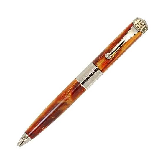 Itoya ROMEO No. 3 Ballpoint Pen, Thick Barrel, Italian Amber R184, Acrylic, Brass + Plating, Gel Ink, 0.7mm