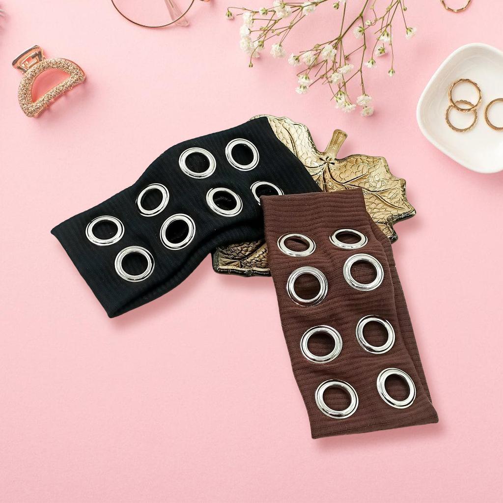 Punk Jente Elastisk Pannebånd Med Utstansede Maljer For Steampunk Og Metal Rock Hodeplagg Mote Hårtilbehør