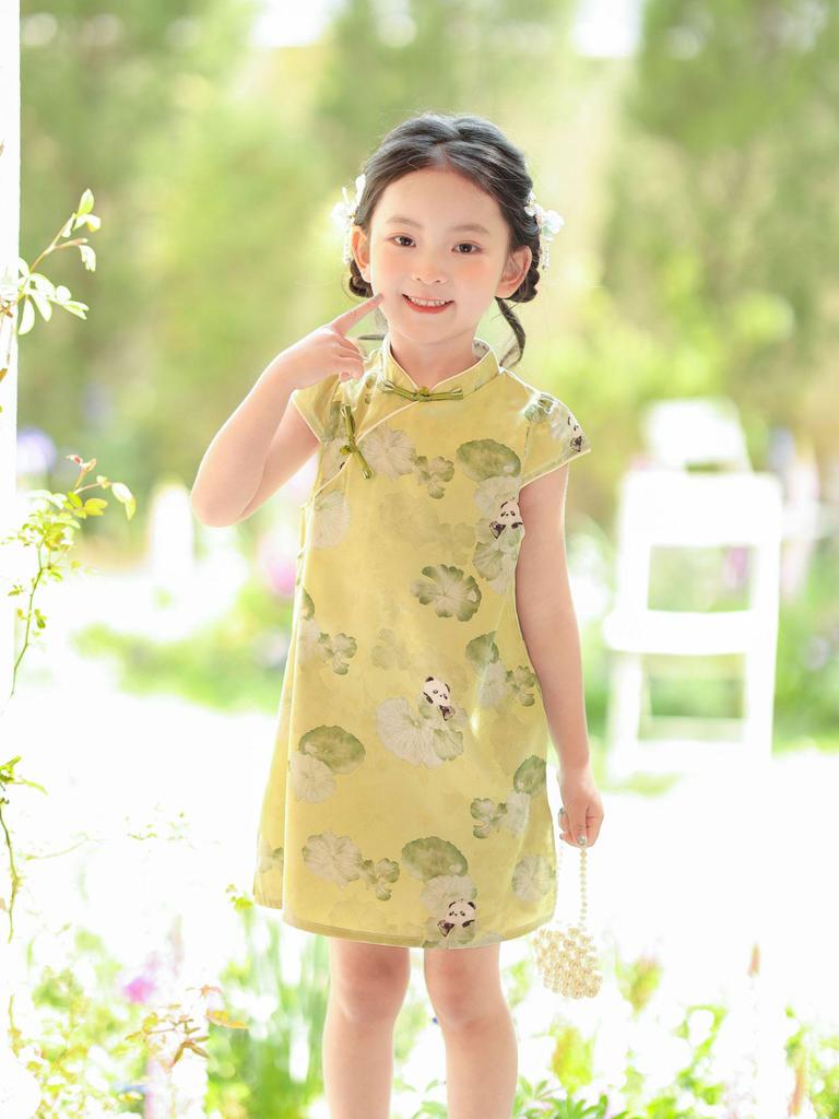 Mädchen Sommer 2026 Cheongsam Kleid - Moderner Chinesischer Stil Prinzessinnenrock für ältere Kinder.