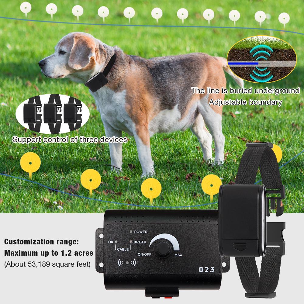 023 Dog Electric Fence Shock Training Collar Electronic Pet Fencing System Adjustable Control Range Wired Containment System