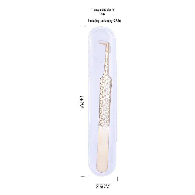 Golden Feather Stainless Steel Lash Tweezers with Net Grip for Precision Eyelash Application